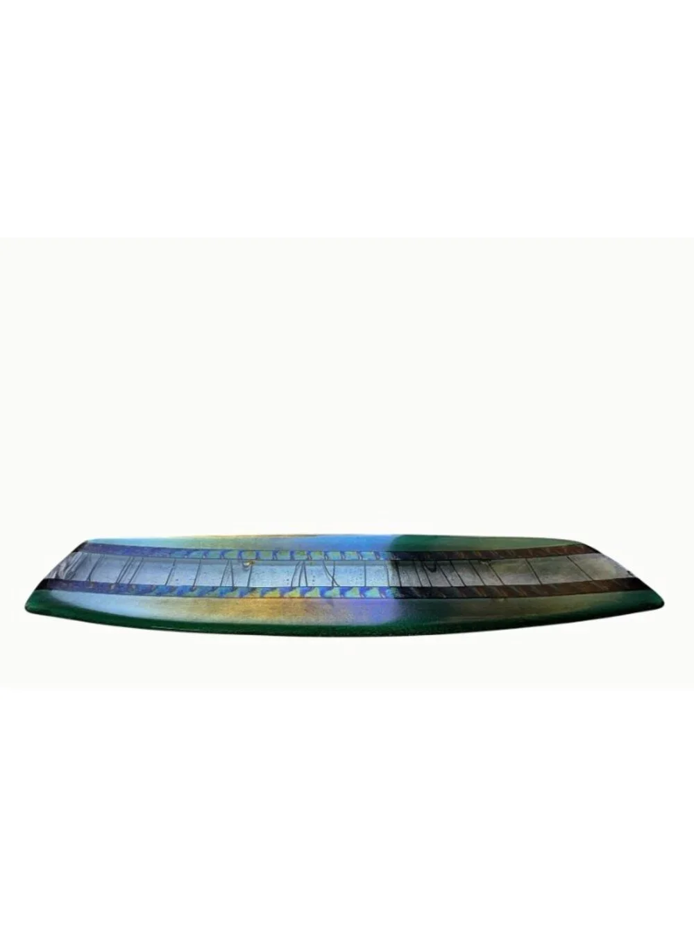 Chris Paulson 2005 Signed Oregon Fused Glass Green Sushi Tray 16.5